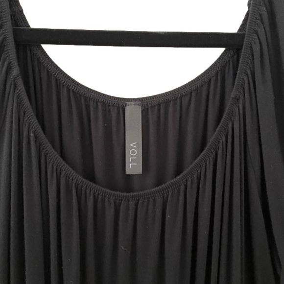 Voll Gypsy Boho Black White Bell Sleeve Dress Size 3X Rounded Neckline - Picture 2 of 7